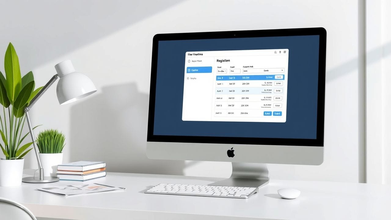 Een modern geautomatiseerde digitale urenregistratie app wordt weergegeven op een computer.